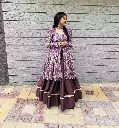 MODERN GALLERY-RAYON PRINTED TOP WITH FULL FLAIR LEHENGA