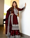 MODERN GALLERY-"Embroidered Elegance: Heavy Sequence Work Top-Gharara Set with Lace-Bordered Dupatta"