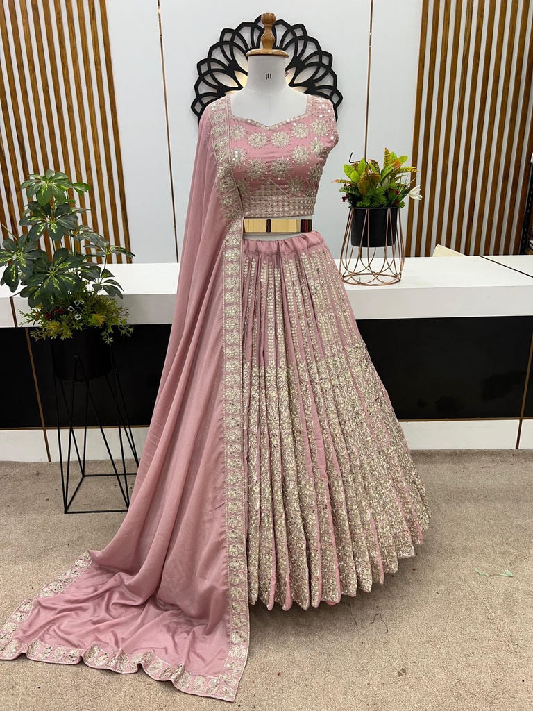 MODERN GALLERY-"Heavy Chinon Silk Lehenga with Embroidery, Full-Stitched Choli, and Matching Dupatta"